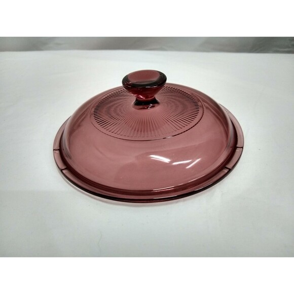 Vintage Pyrex V15C-A #5 Cranberry Vented Glass Lid 5.75 inches (Made in USA) - Picture 1 of 6
